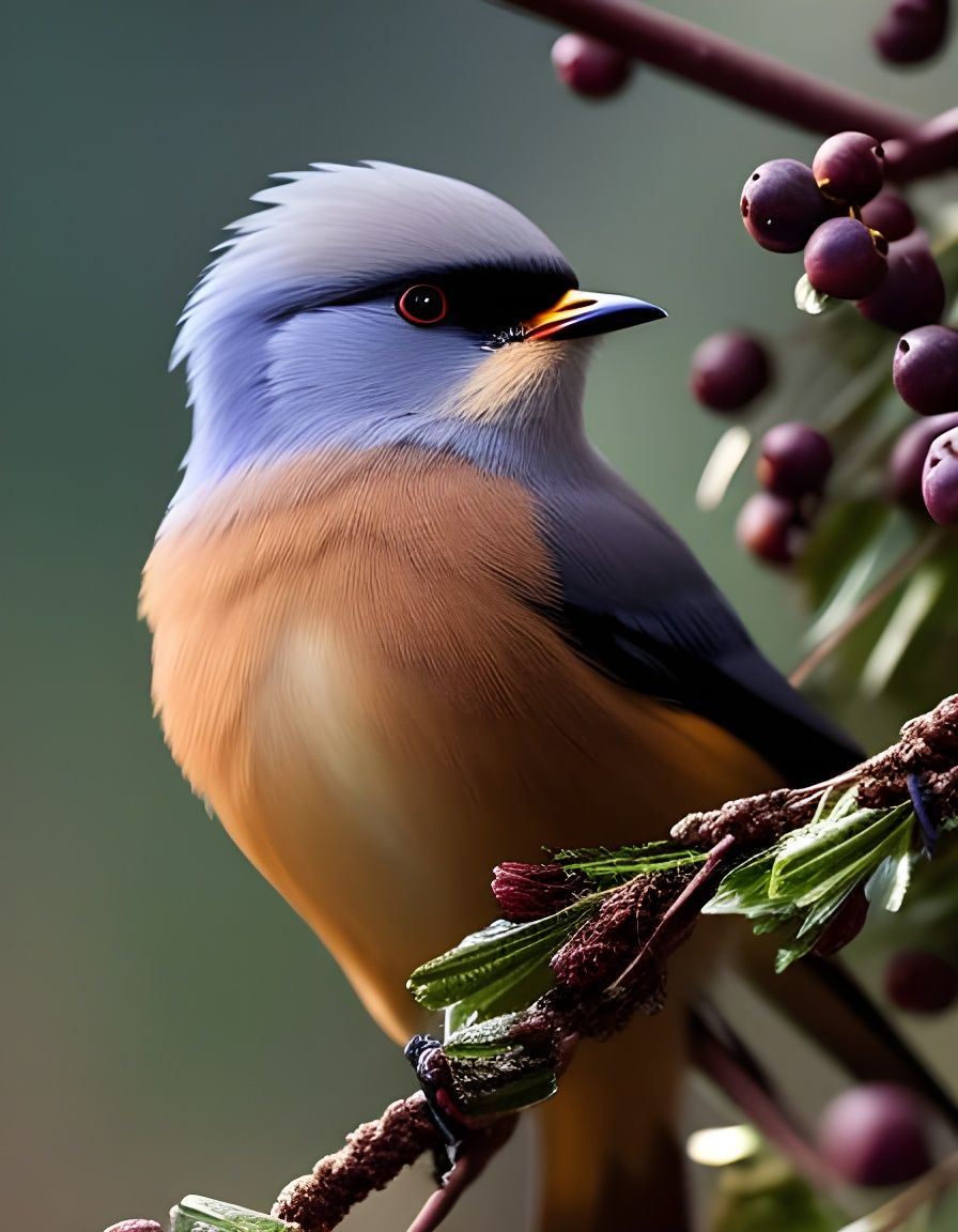 Hyperdetailed Bohemian Waxwing in Rococo Forest, Digital Art