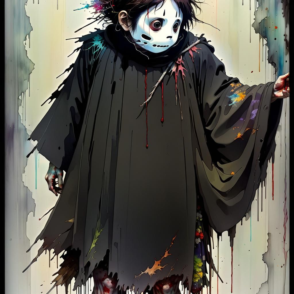 Macabre Body Horror Monster in Ghibli-Inspired Wasteland