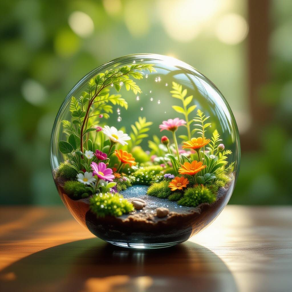 Miniature Garden in Glass Ball, Detailed Render