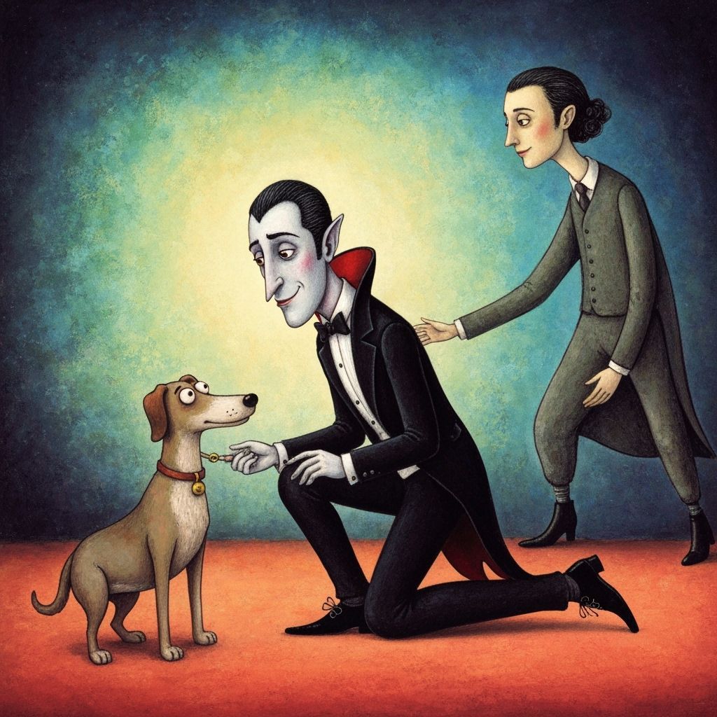 Vampire Lord and One-Legged Dog in Surreal Style