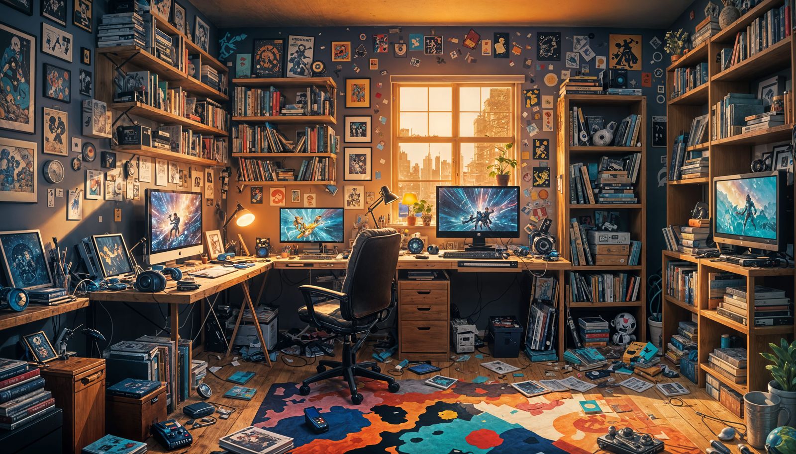 Creative Gamer's Room with Retro Gaming Ambiance