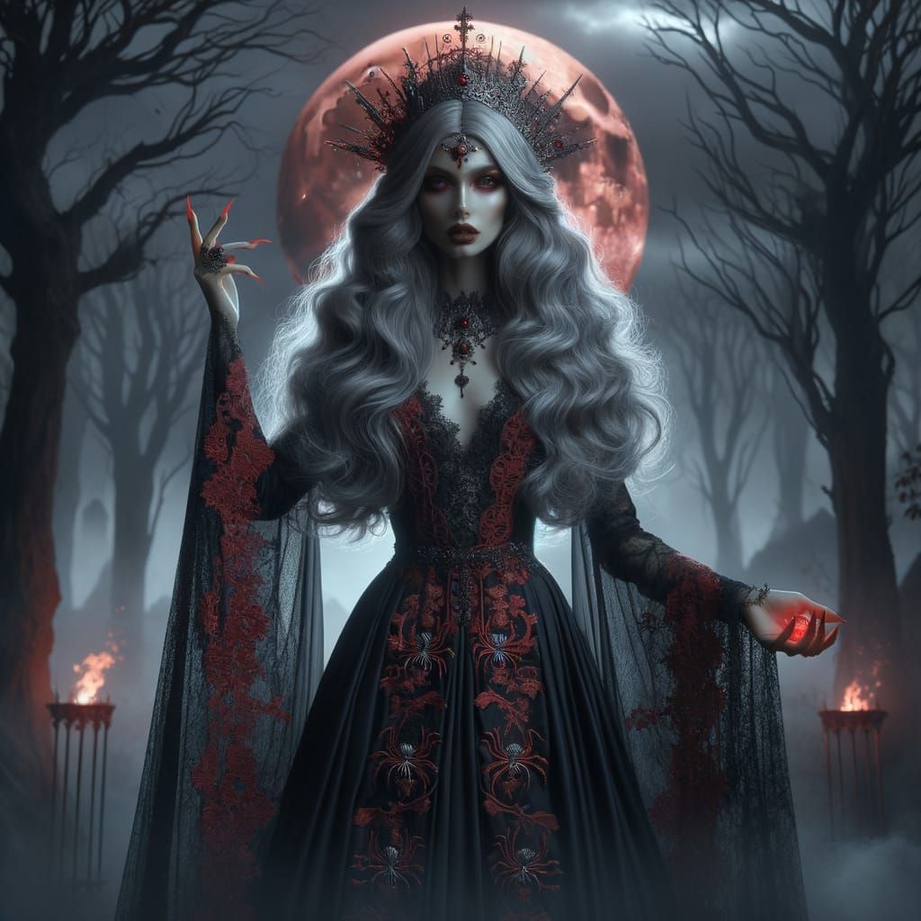 High Priestess in Dark Woods: Digital Painting