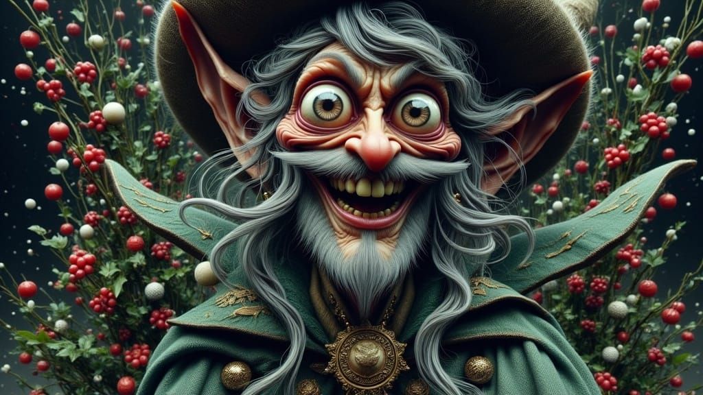 Enchanted Winter Sorceress in Emerald Cloak