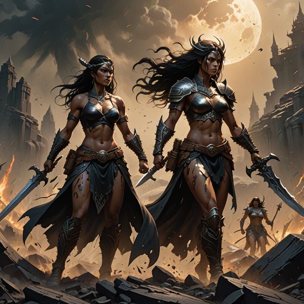 Goddesses of Light and Darkness on a Shattered Battlefield