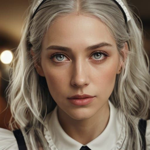 Elegant French Maid Portrait in Sepia Tone