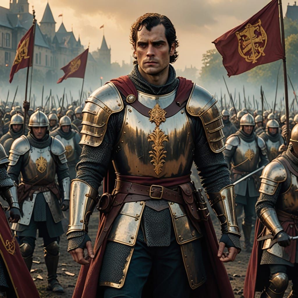 Medieval King Henry V Unfurls Heroic Stance at Battle of Agi...