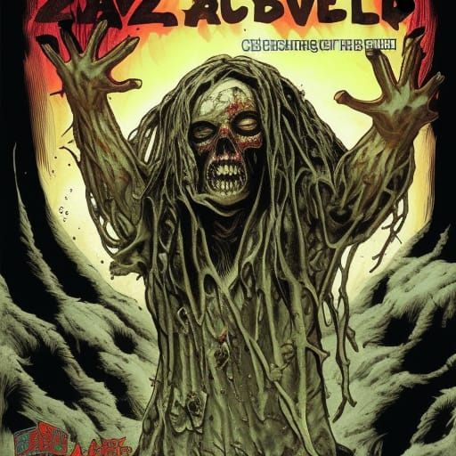 Zombie Emerges: Ink and Gouache Book Cover Art