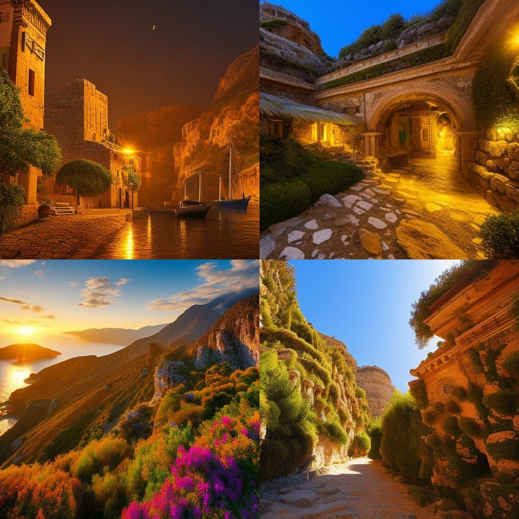 Steampunk Fantasy Greece: Crete in Golden Hour