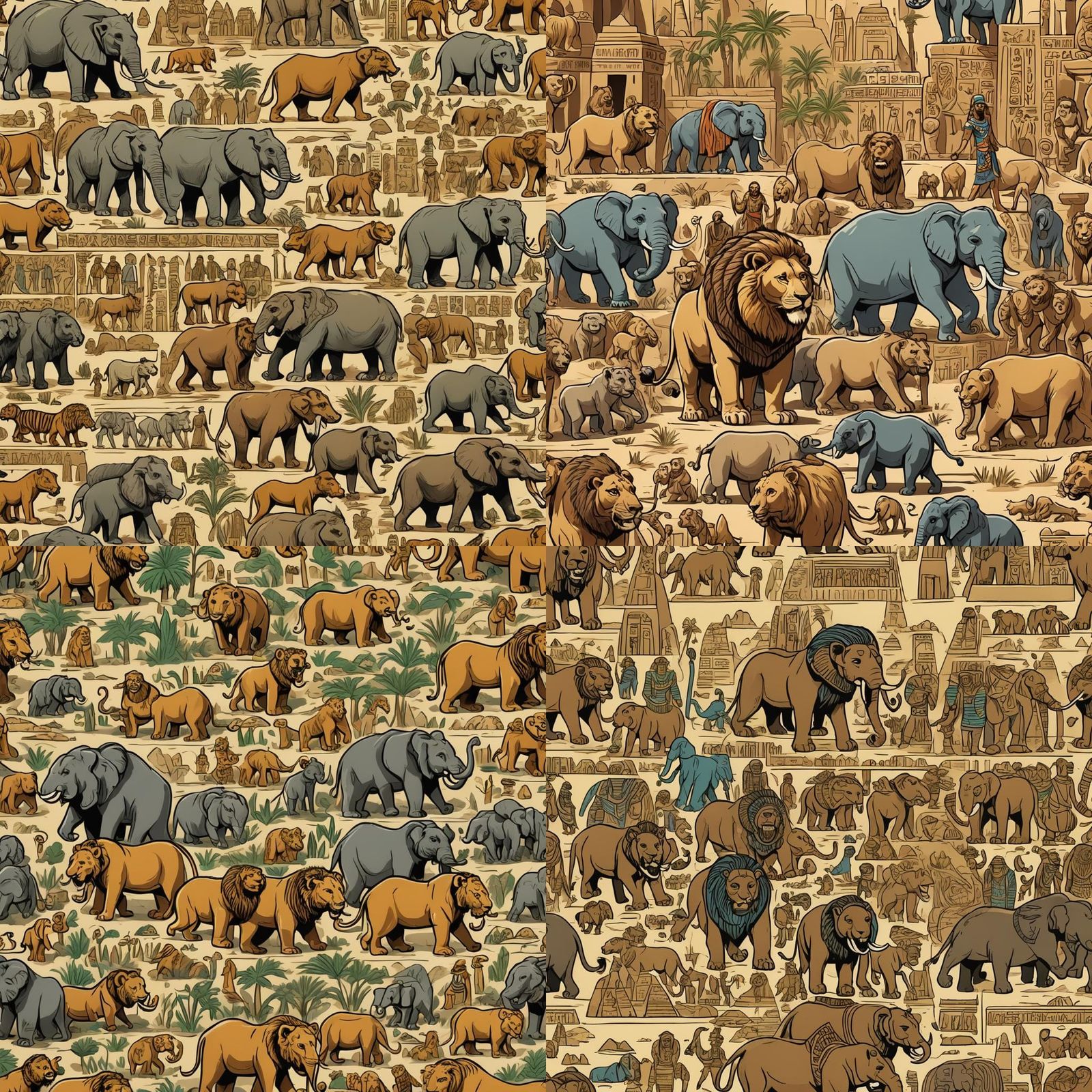 Cartoon Animals Raiding Ancient Egypt