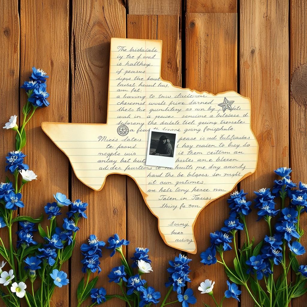 Texas Scrapbook Page with Bluebonnets, Vintage Style