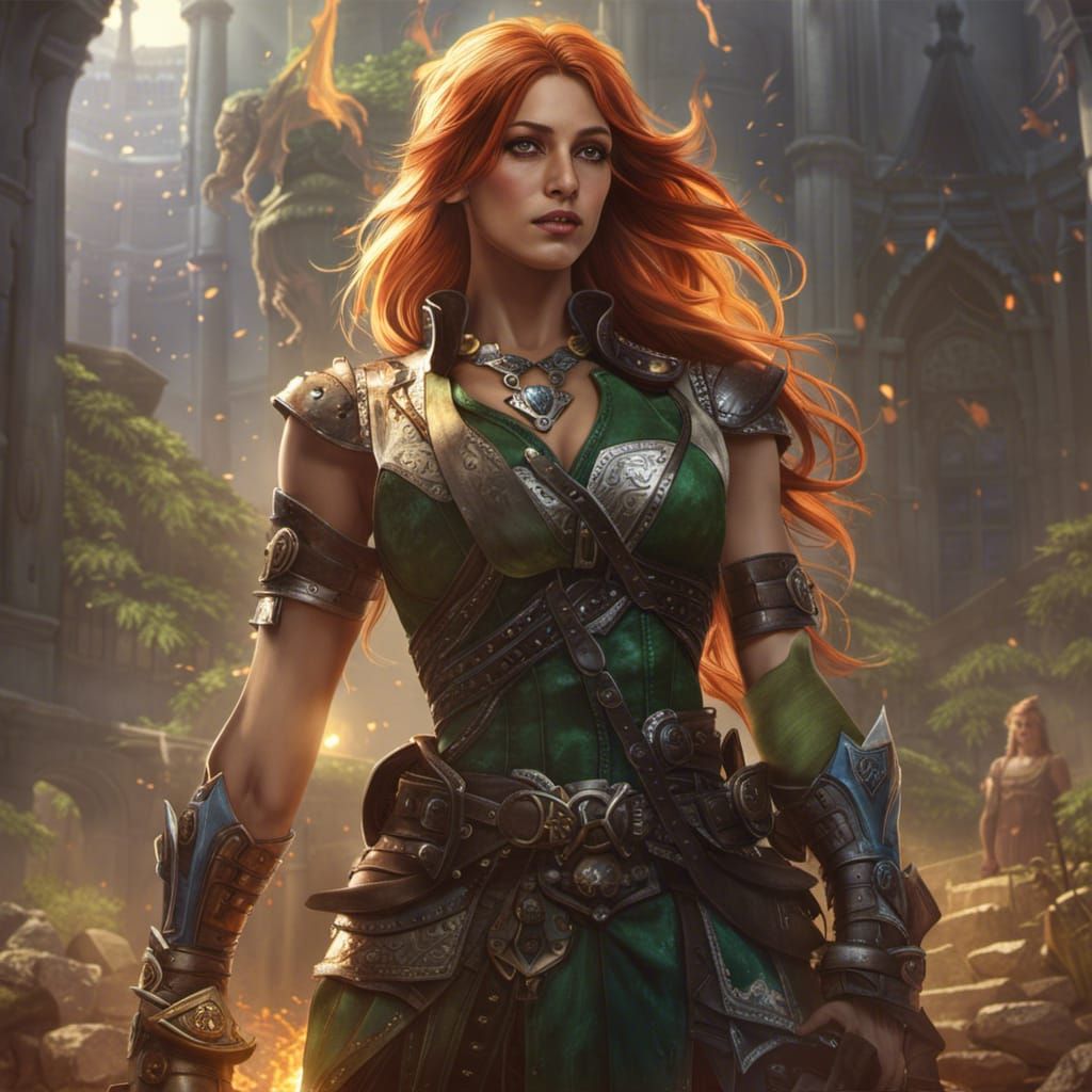 Voluptuous Orc Tomboy Concept Art in Dark Fantasy Style