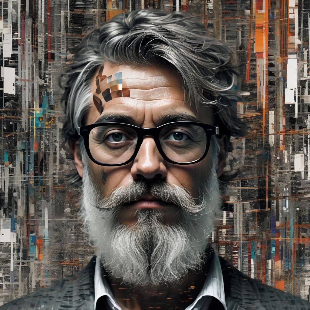 Abstract Glitch Art Portrait with Digital Distortions