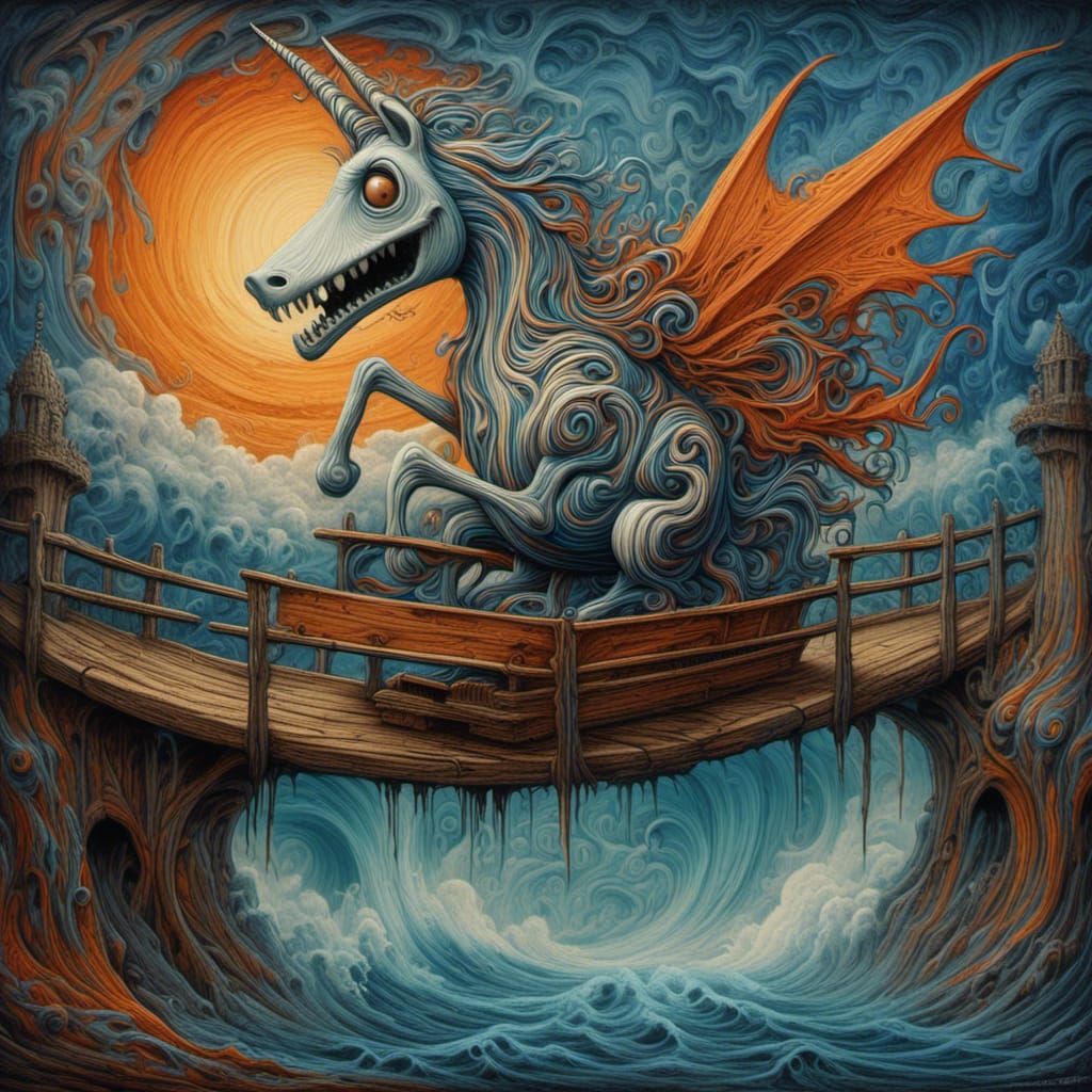 Screaming Unicorn in a Psychedelic Dreamscape