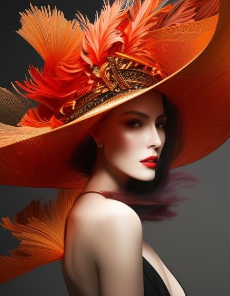 Radiant Woman in Phoenix Feather Hat
