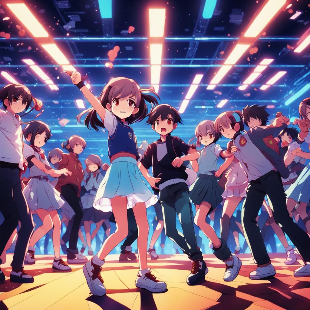 Anime Dance Party in Studio Trigger Style