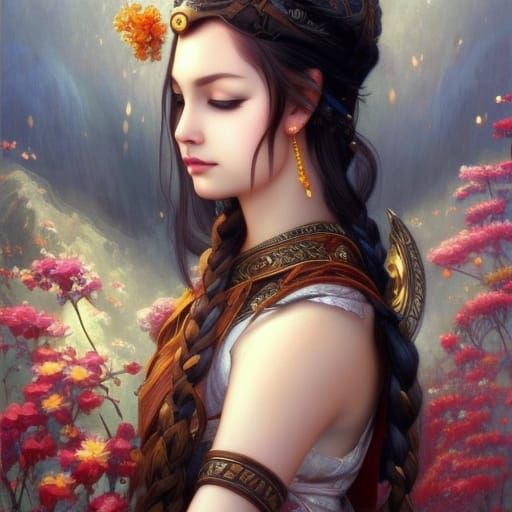 Neo-Victorian Viking Woman Portrait in Artgerm Style