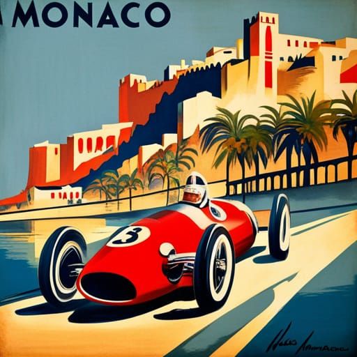 1950s Monaco Grand Prix Poster Art