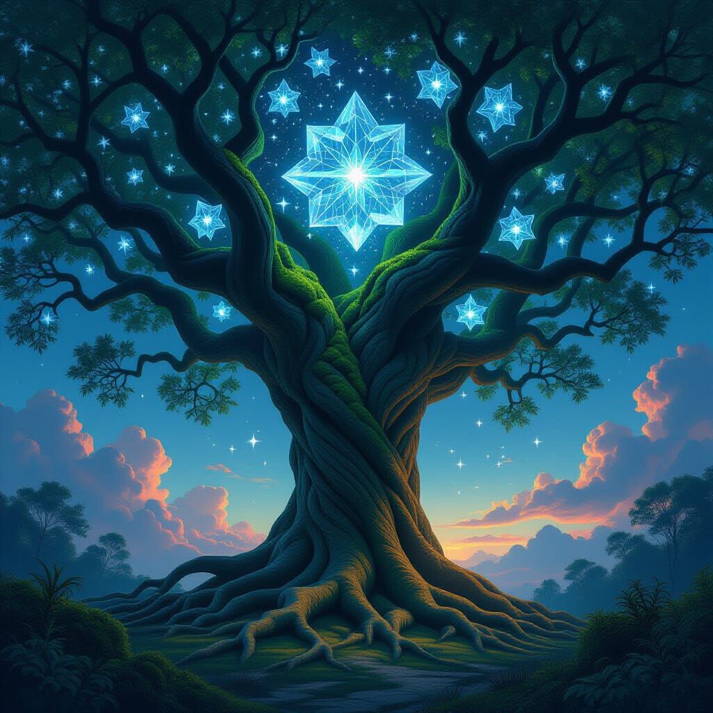 Ancient Tree with Constellation Sky Concept Art