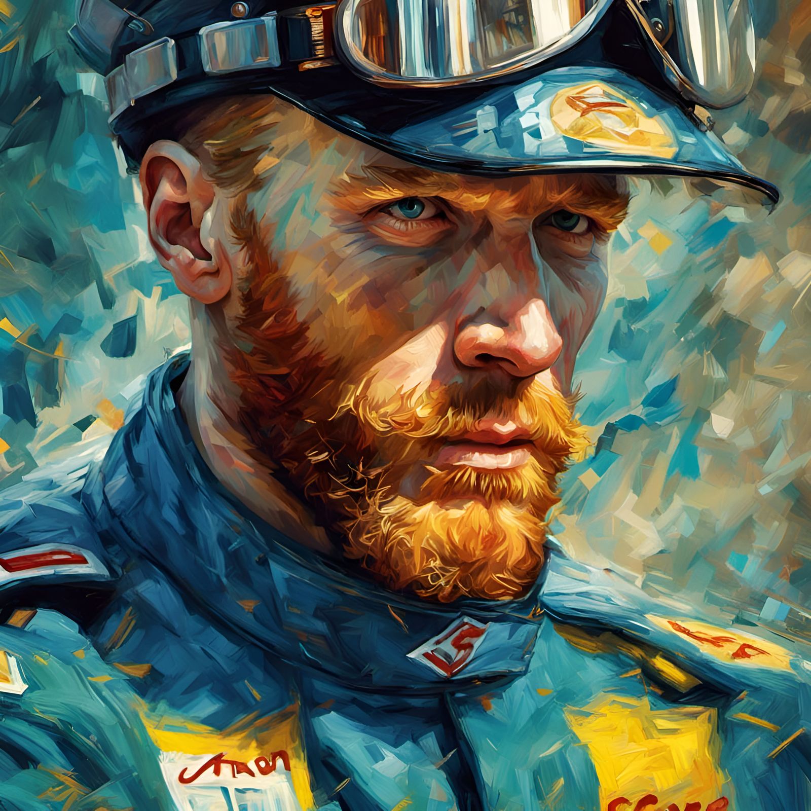 Van Gogh as Race Car Driver, Digital Art