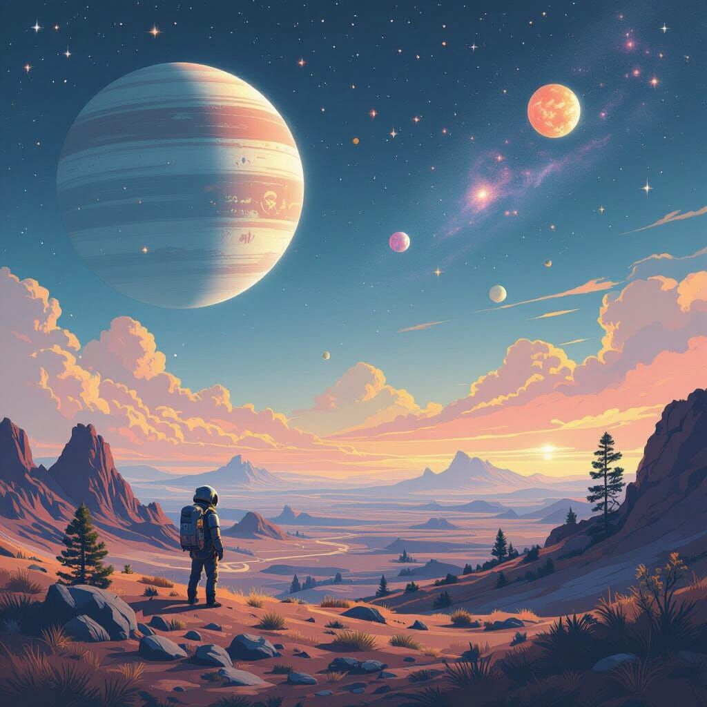 Solar System Art in Pastel Colors