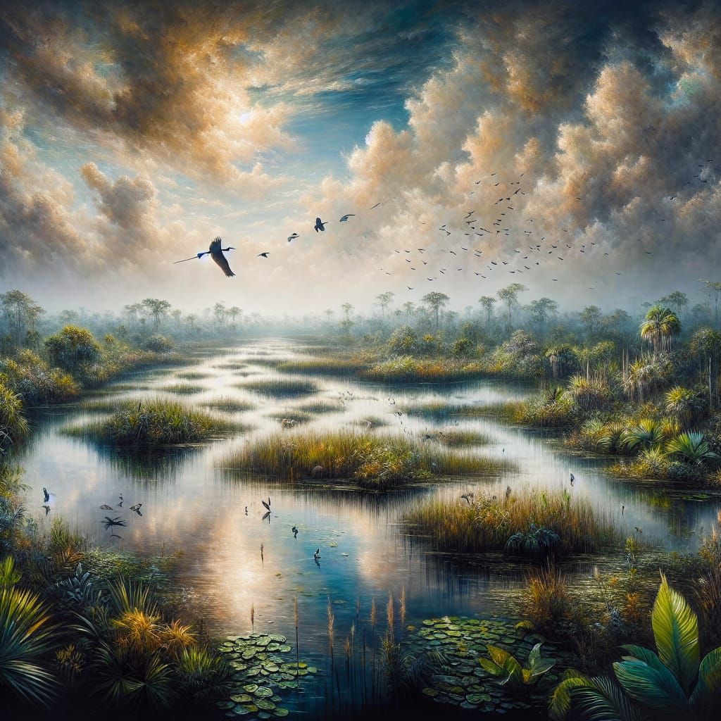 Everglades Oil Painting: Beauty of Tropical Wetlands