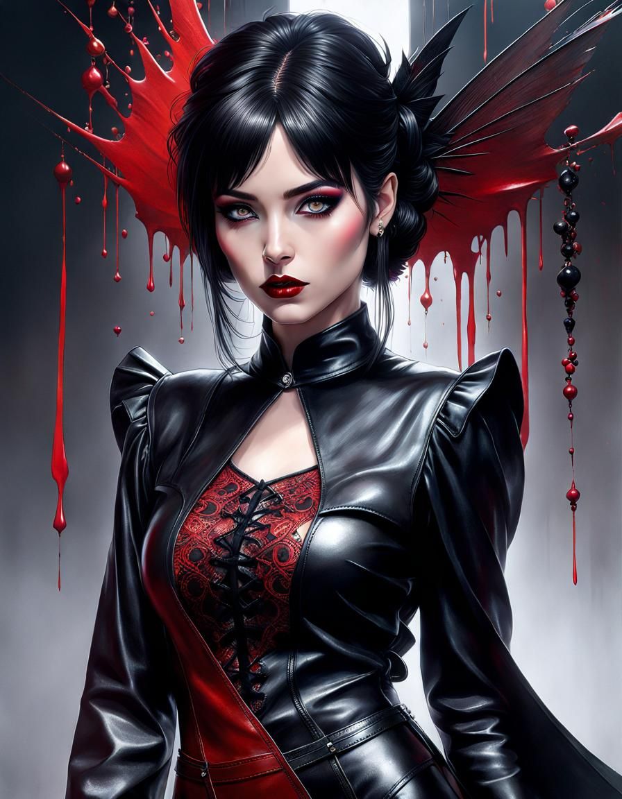 Goth Goddess in Leather and Lace: 80s Aesthetic