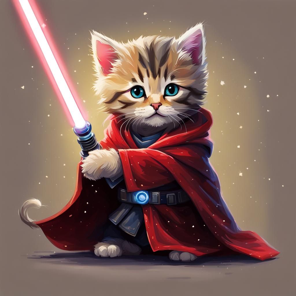 Kitten Sith Lord with Lightsaber