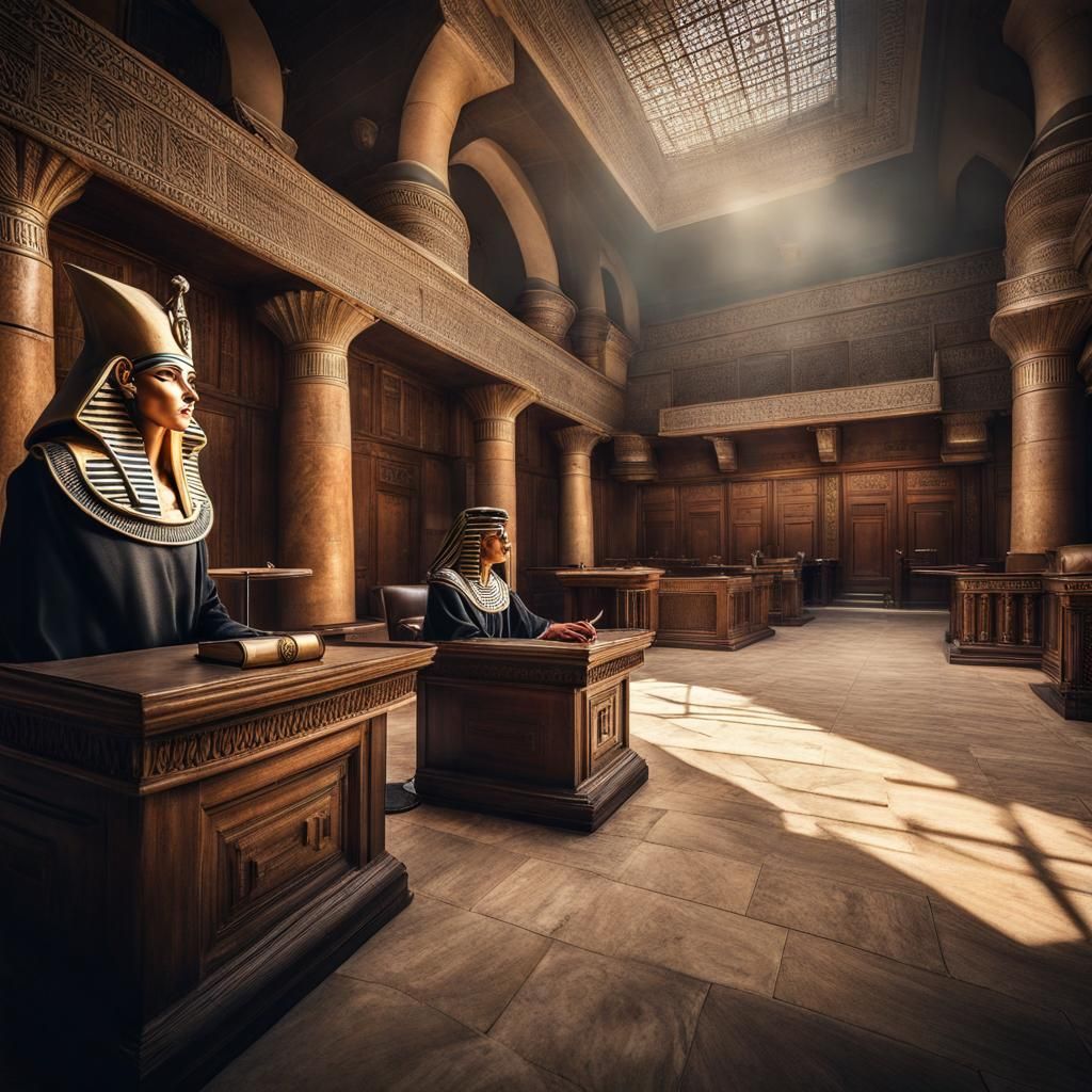 Hyperrealistic Court Judge in Egypt, Sharp Focus