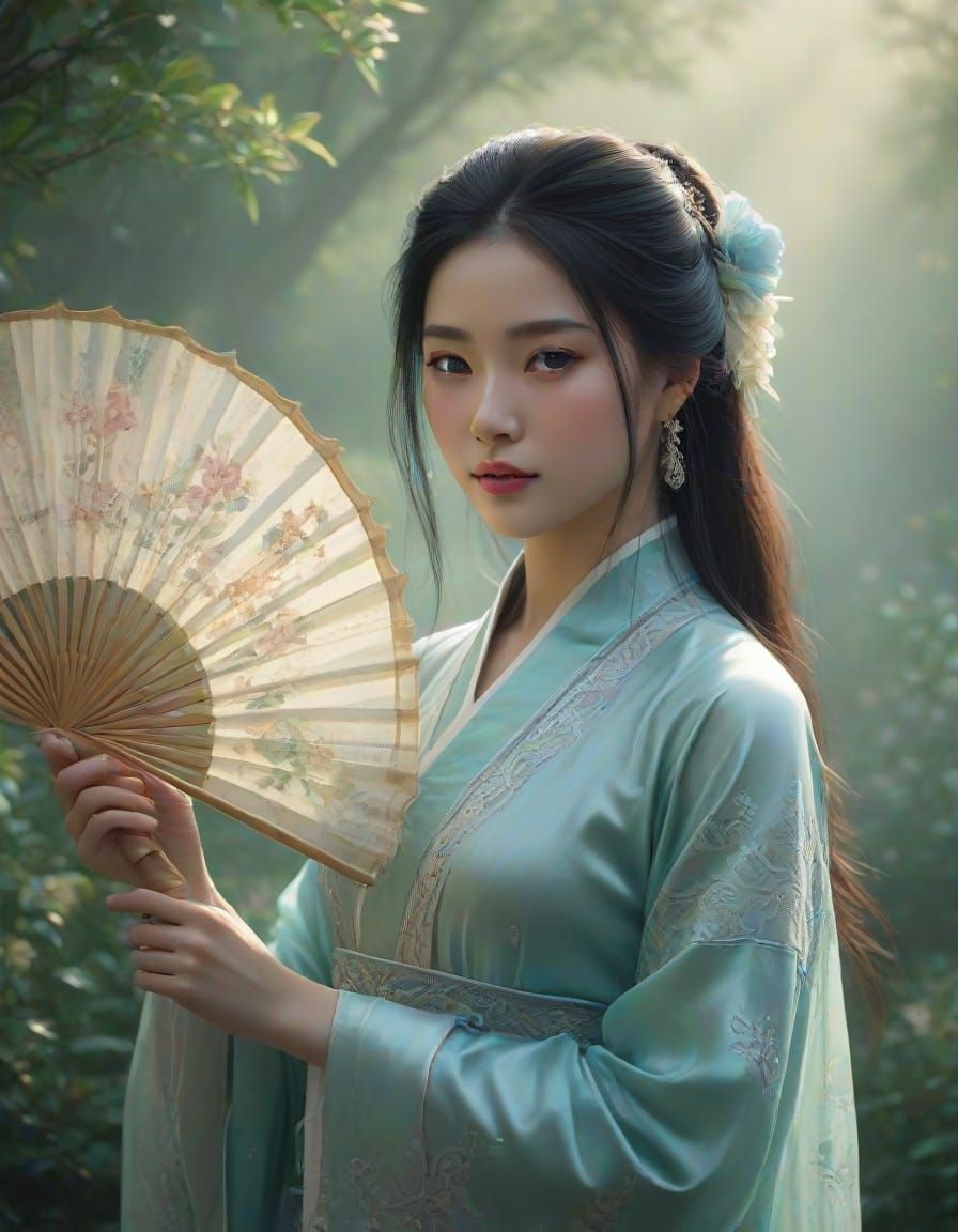 Ancient Chinese Princess in Ethereal Garden