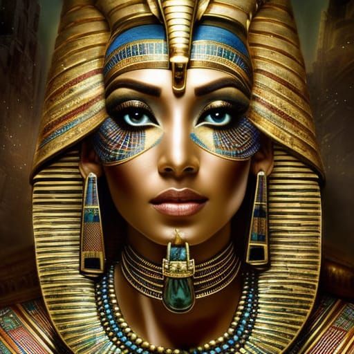 Egyptian Mummy in Tomb, Ink Punk Digital Art