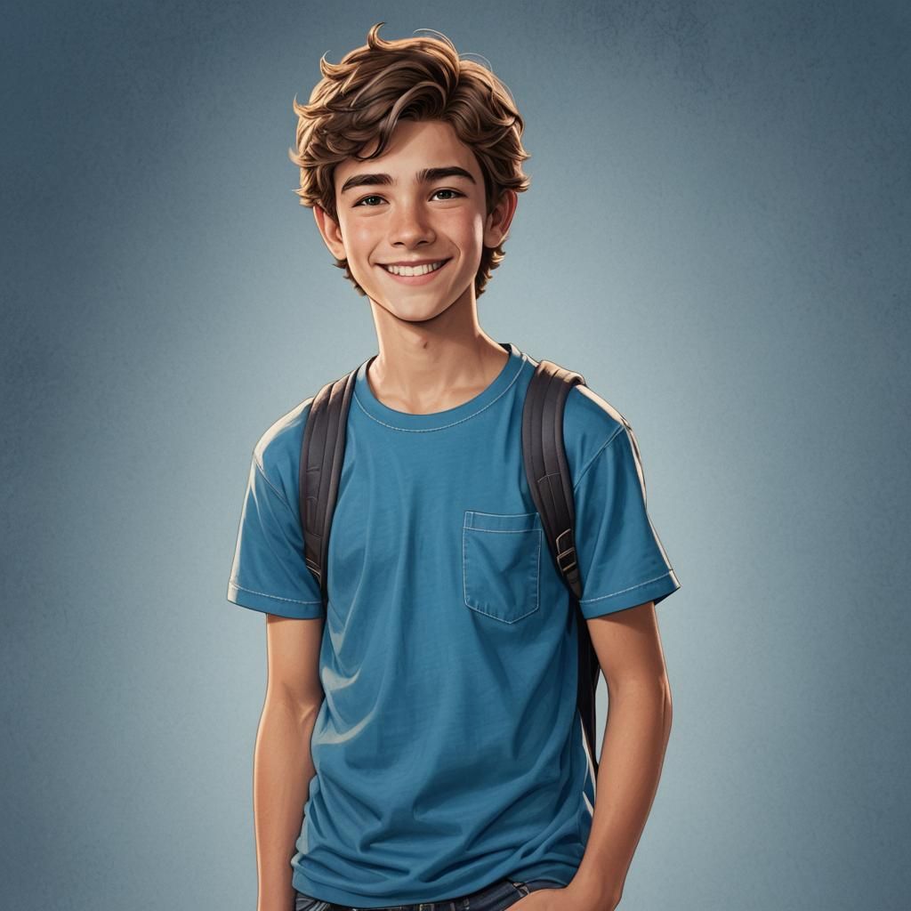 Realistic Portrait of Confident Teenager in Digital Art