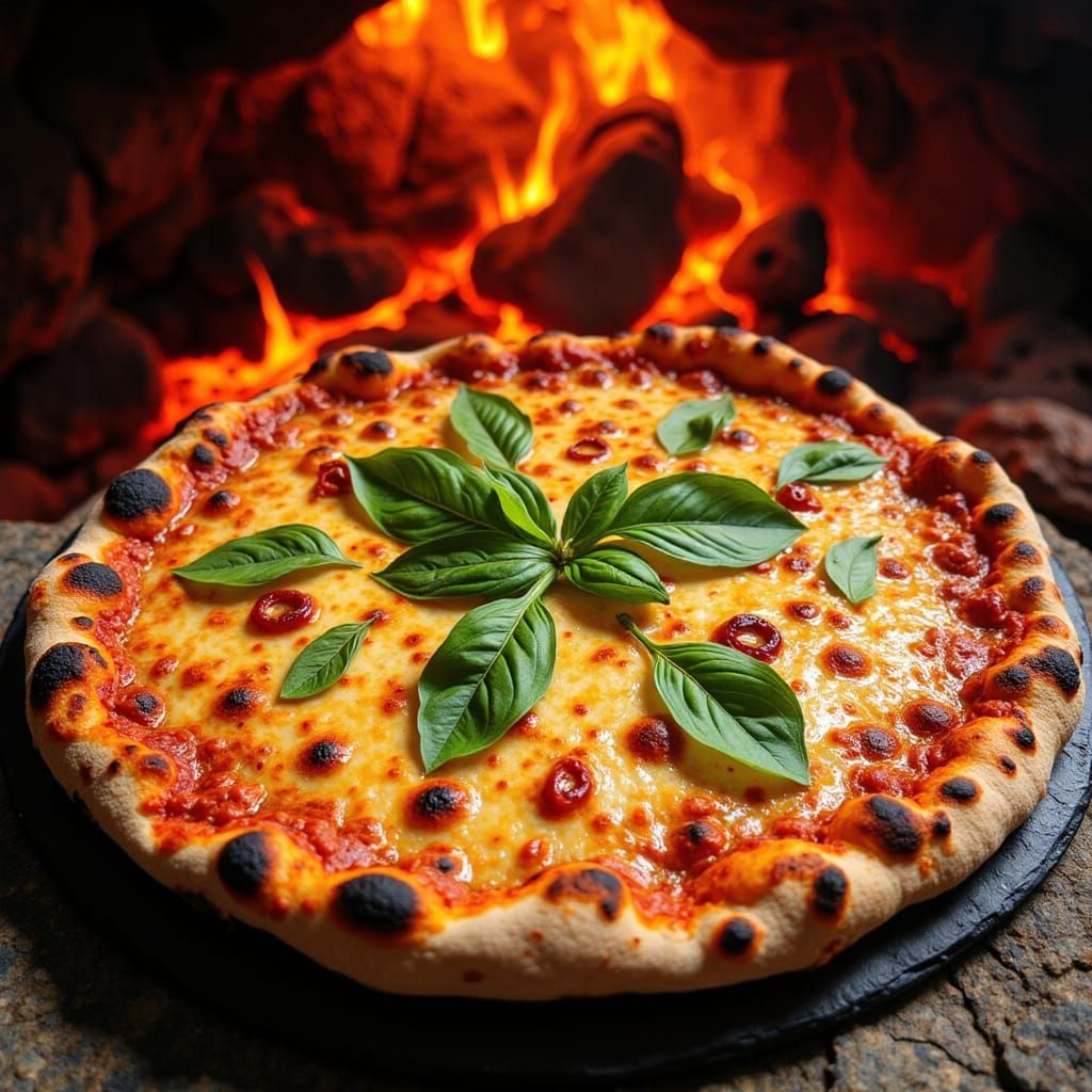Pizza Cooked in Hell With Lava and Flames