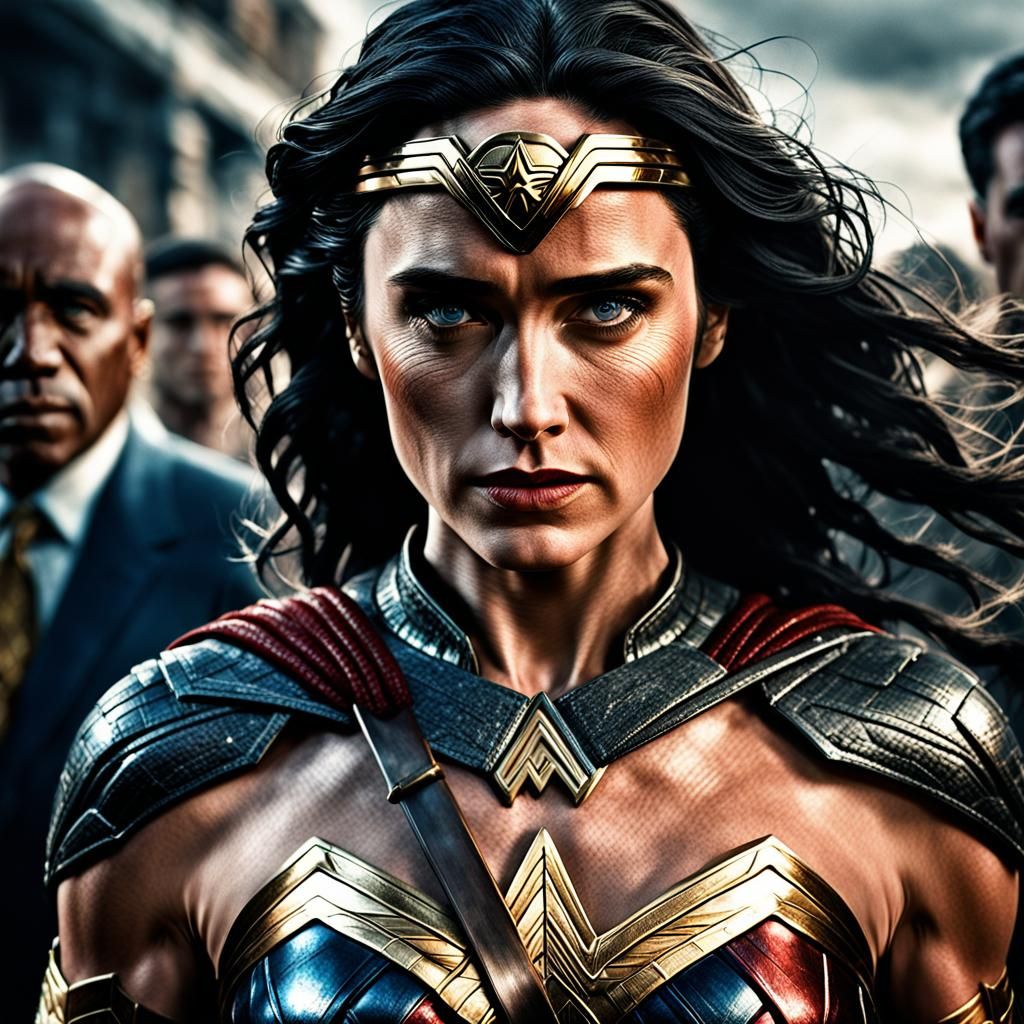 Hyperrealistic Wonder Woman Portrait in Cinematic Style
