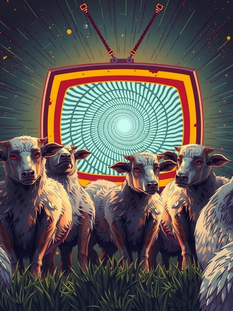 Brain-Eating Machine: Pop Art Cel-Shaded Illustration