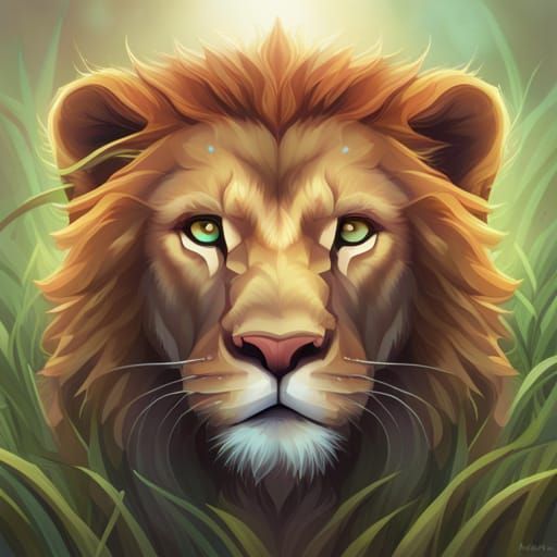 Lion Cub Portrait in Hyperdetailed Digital Art