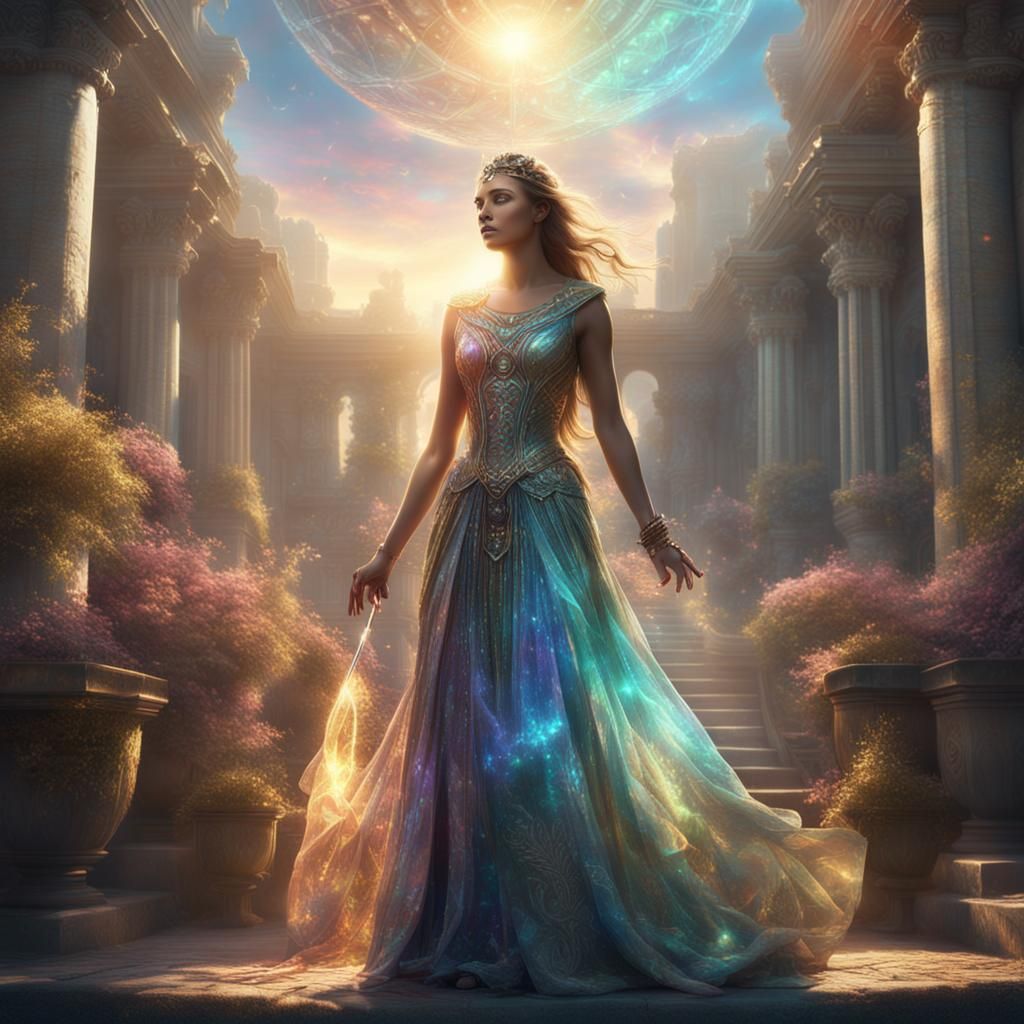 Goddess in Iridescent Dress: Digital Matte Painting