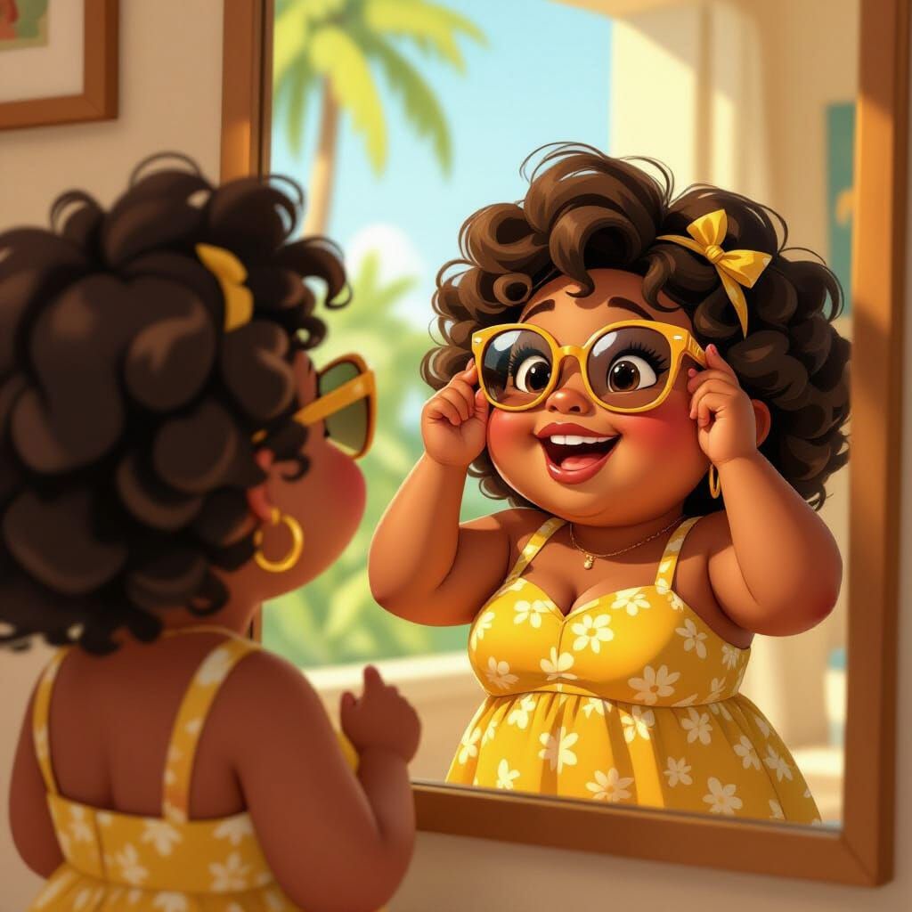 Joyful Girl with Sunglasses in Pixar-Inspired Animation