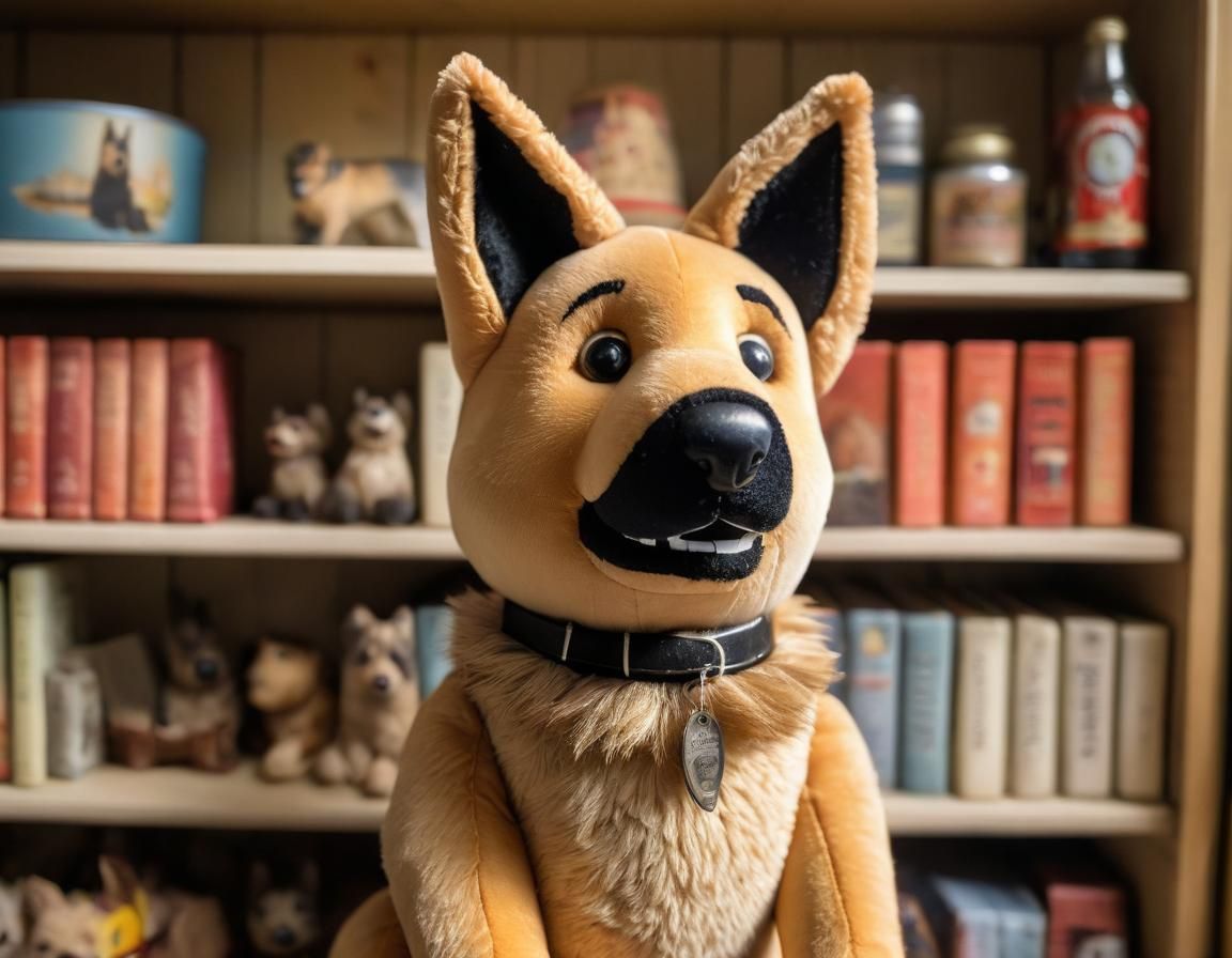 Worn German Shepherd Plush Toy Still Life