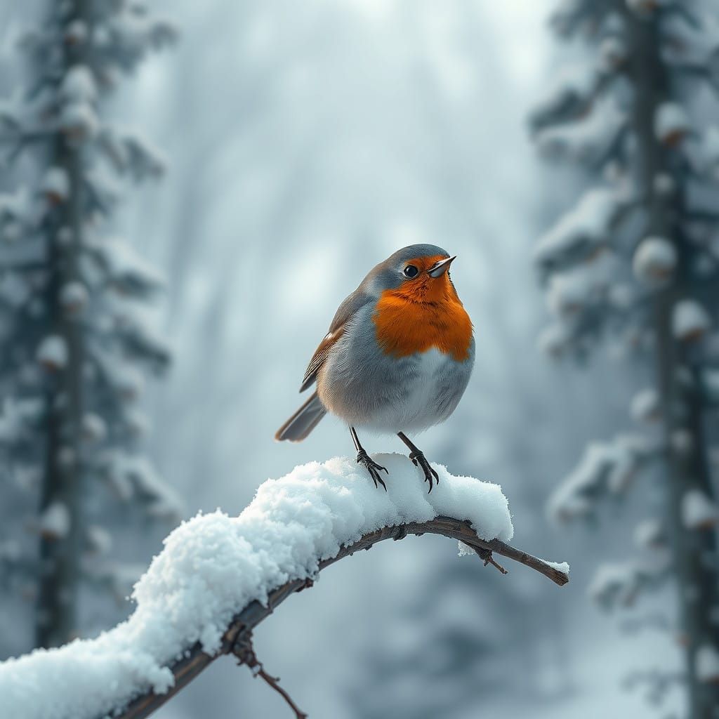 Epic Winter Robin in Hyperrealistic Studio Lighting