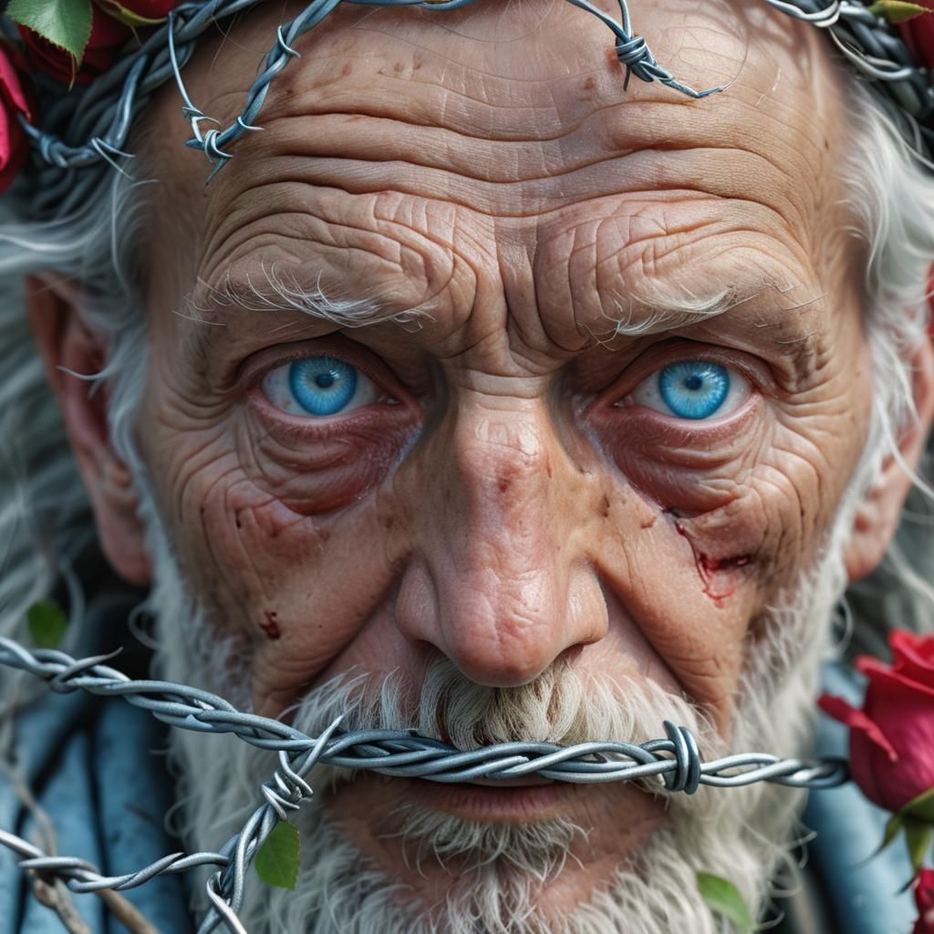 Epic Macro Photo of Wise Man With Roses