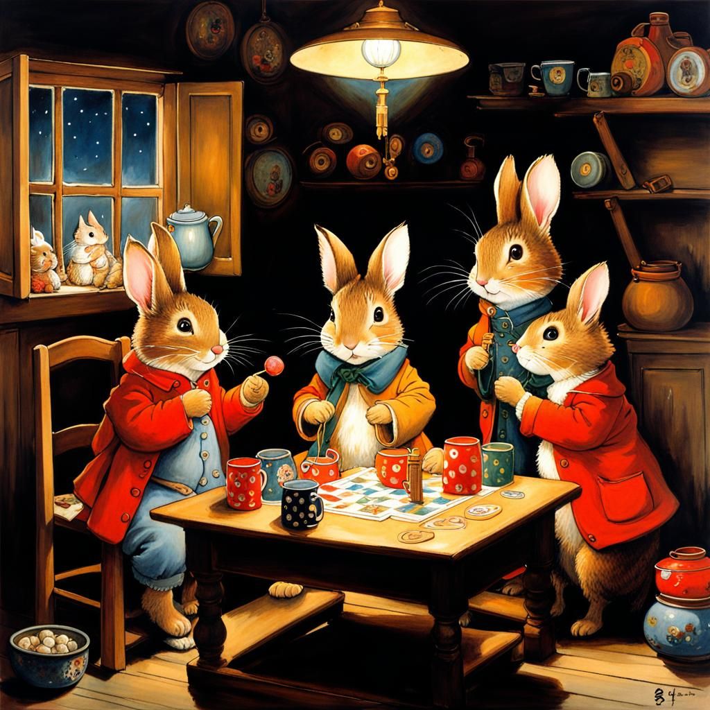 Cozy Board Game Night Inspired by Classic Illustrators