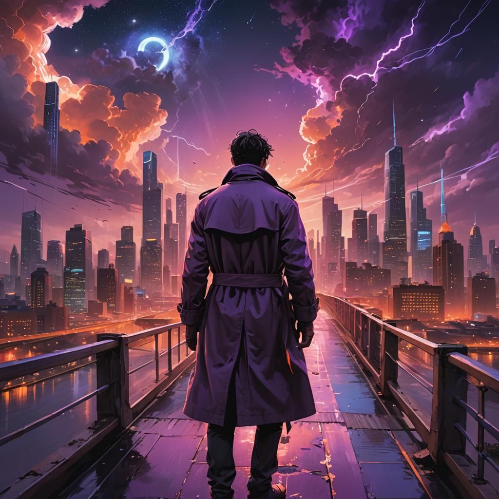 Neon Cityscape at Dusk: Futuristic Concept Art