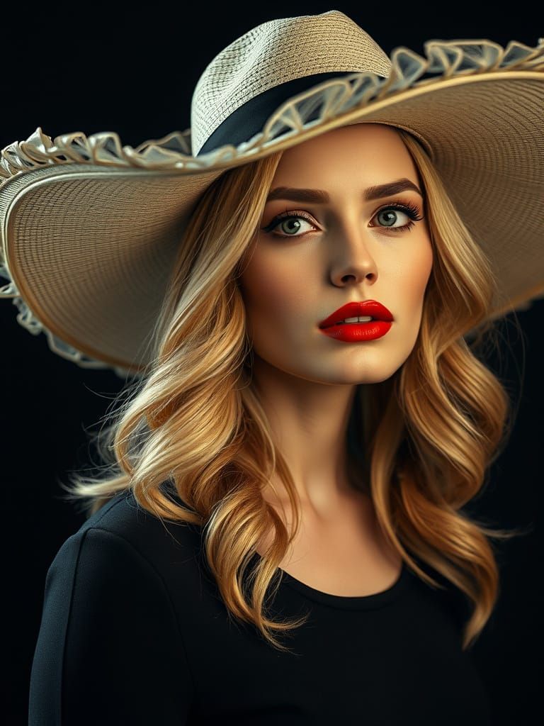 Elegant Woman Embodies Sophistication in Dark Cinematic Sett...