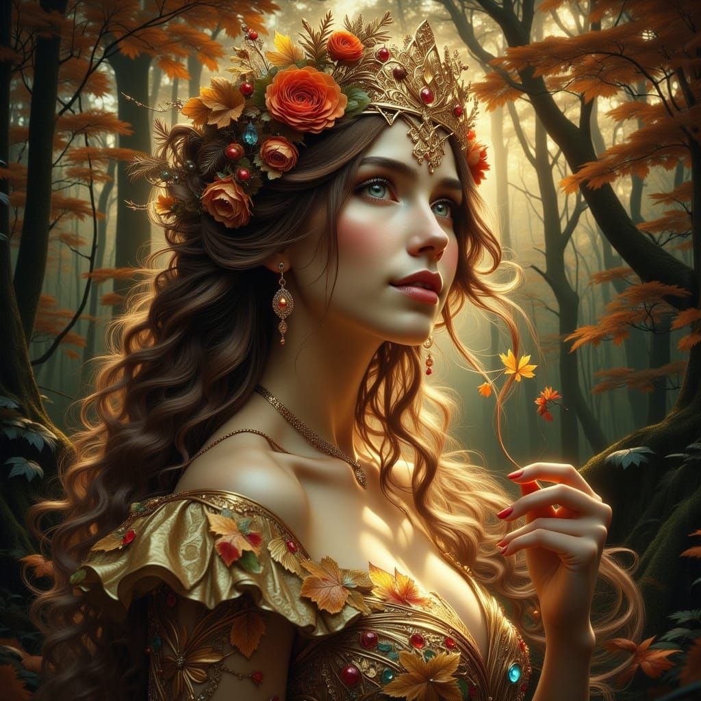 Fairy Queen Portrait in Art Nouveau Style