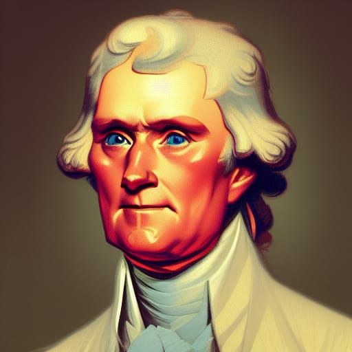 Detailed Portrait of Thomas Jefferson in Art Nouveau Style