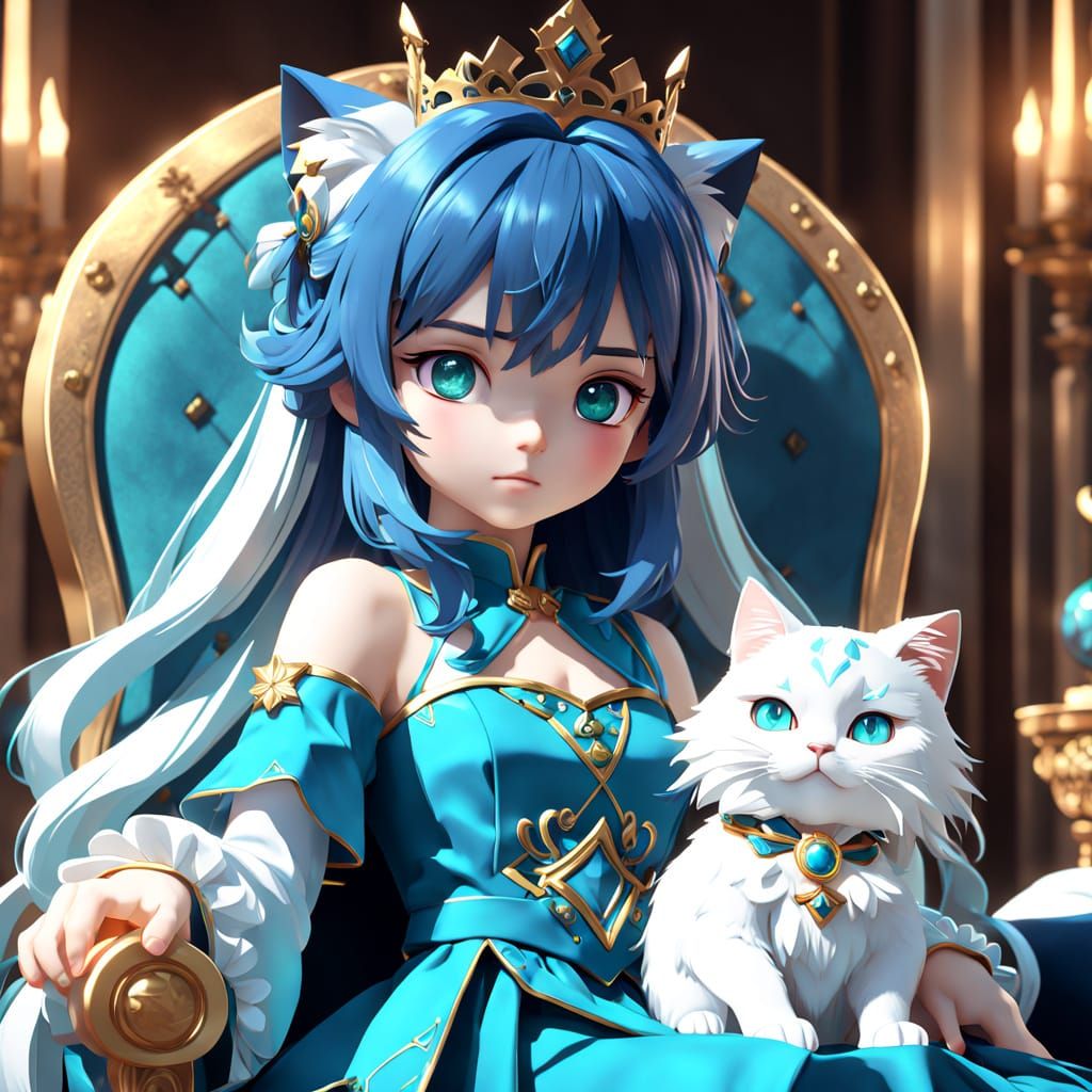 Anime Princess Portrait in 3D with Emerald Accents