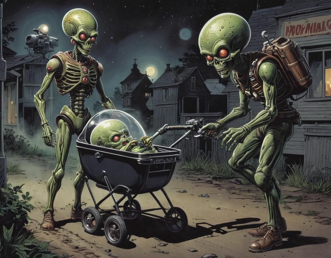 Humorous Mars Attacks Alien Babysitter Scene