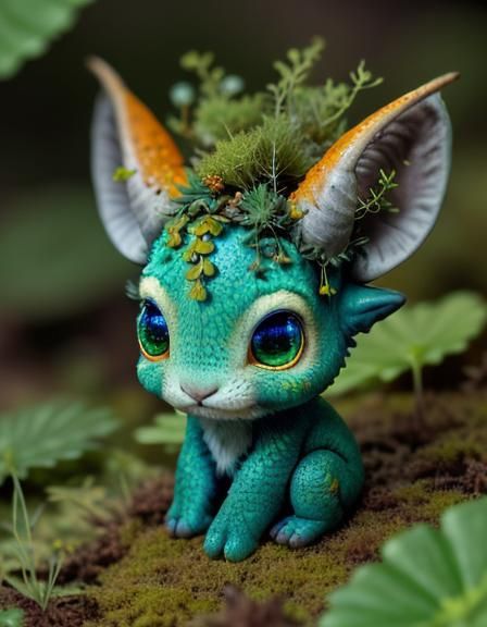 Cute Alien Animal with Woodland Ecosystem