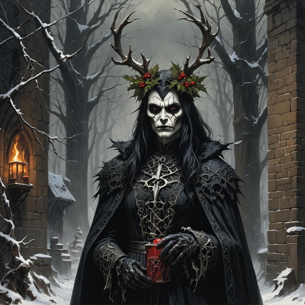 Sinister Gothic Yule Scene in Rutkowski Style