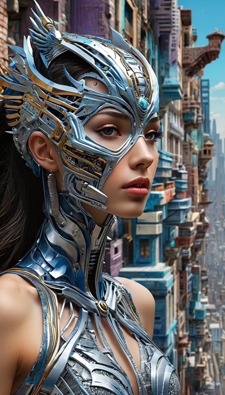 Cybernetic Beast Dominates Futuristic Cityscape in Dazzling...